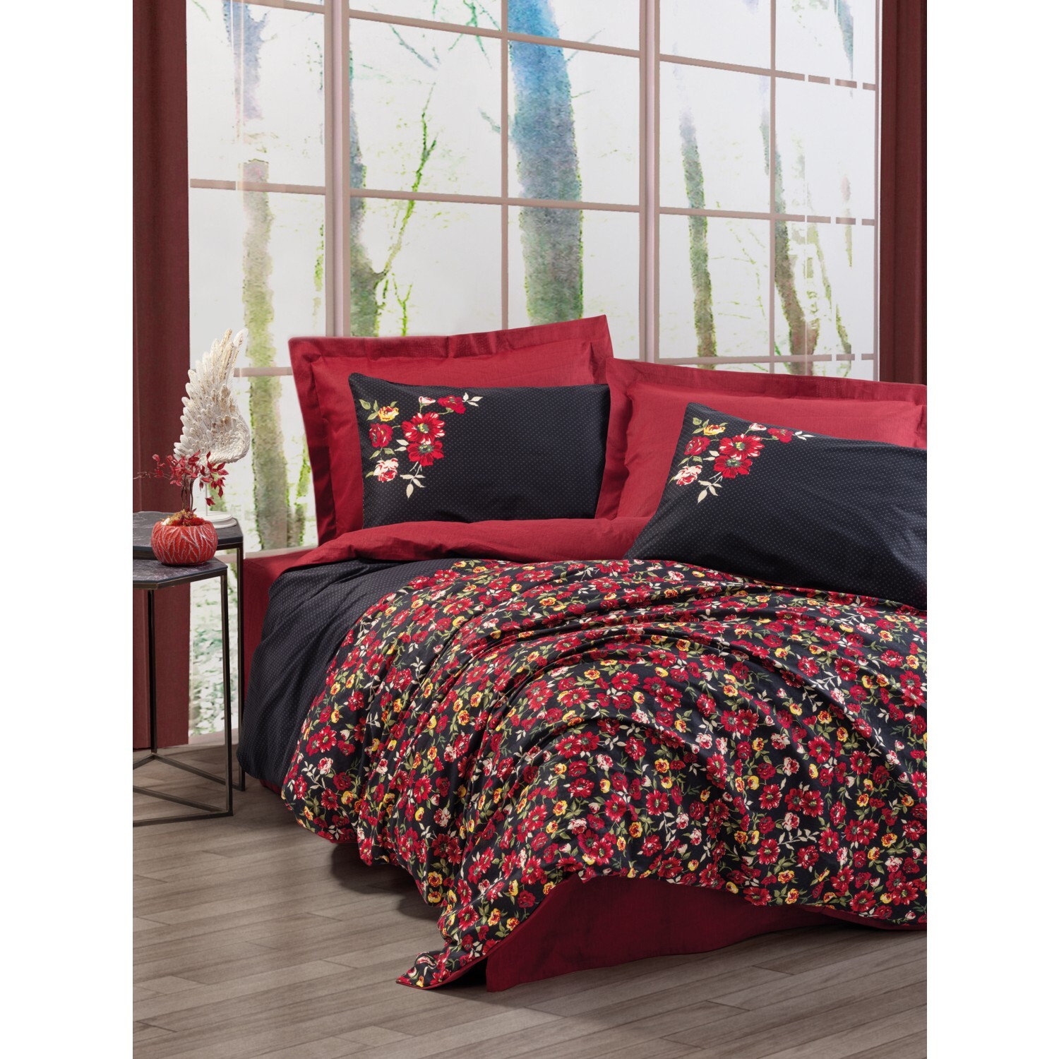 

Комплект постельного белья женского двойного пододеяльника Desire Red