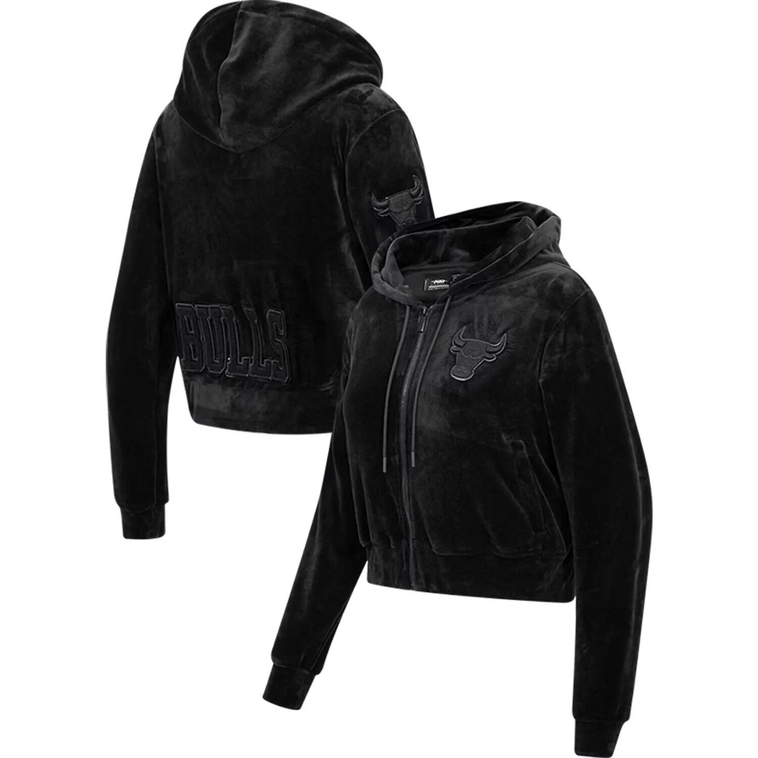 

Женская велюровая толстовка с молнией во всю длину Pro Standard Chicago Bulls Triple Black