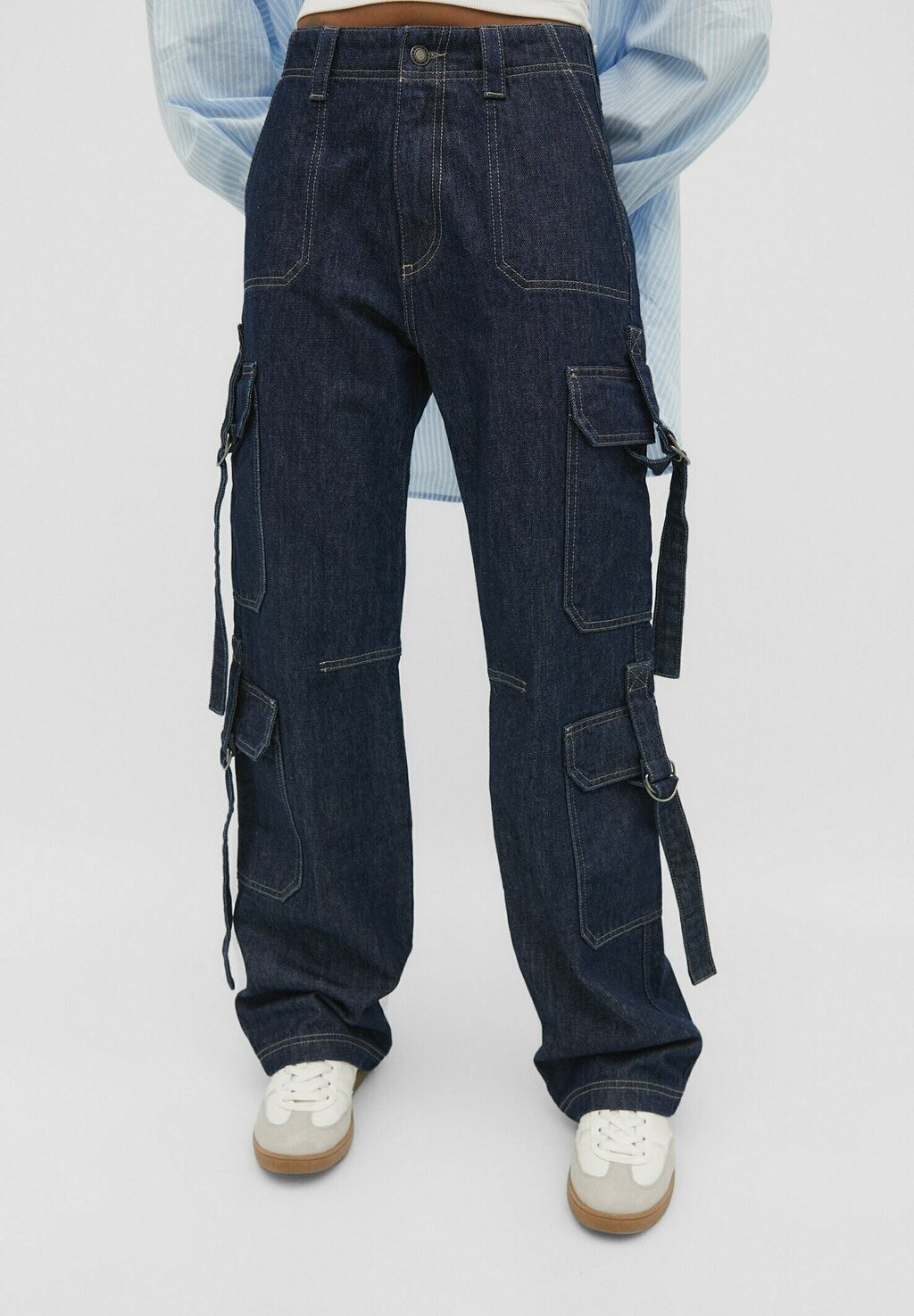 

Джинсы Baggy With Pockets Stradivarius, цвет dark blue