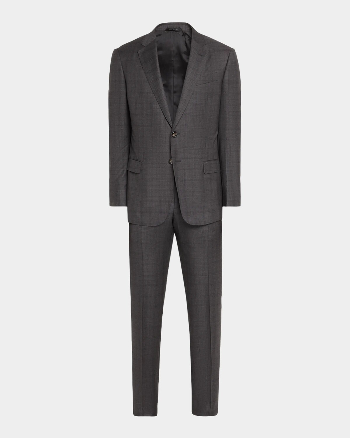 

Мужской костюм классического кроя в клетку из матовой шерсти Giorgio Armani, цвет Medium Grey