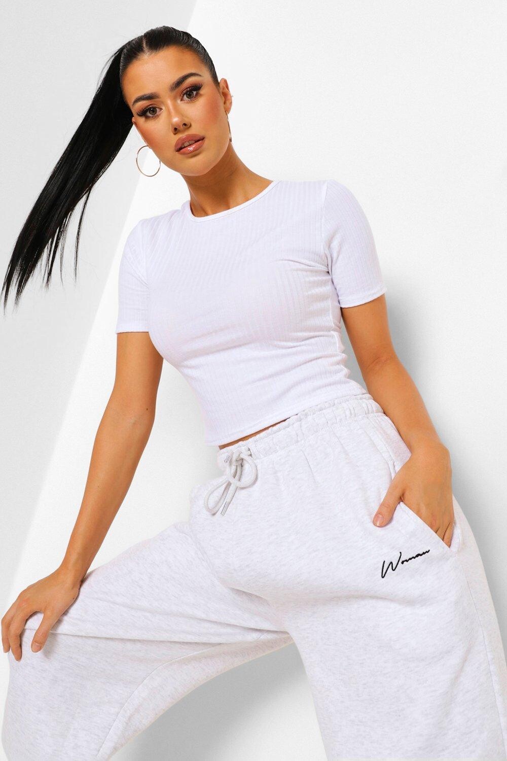 

Футболка с высоким ребком Boohoo, белый