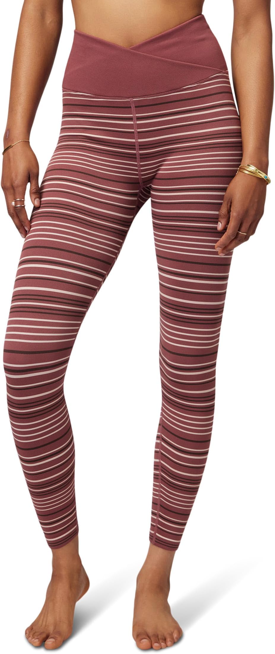 

Леггинсы Love Sculpt 7/8 с запахом спереди Spiritual Gangster, цвет Washed Burgundy Stripe