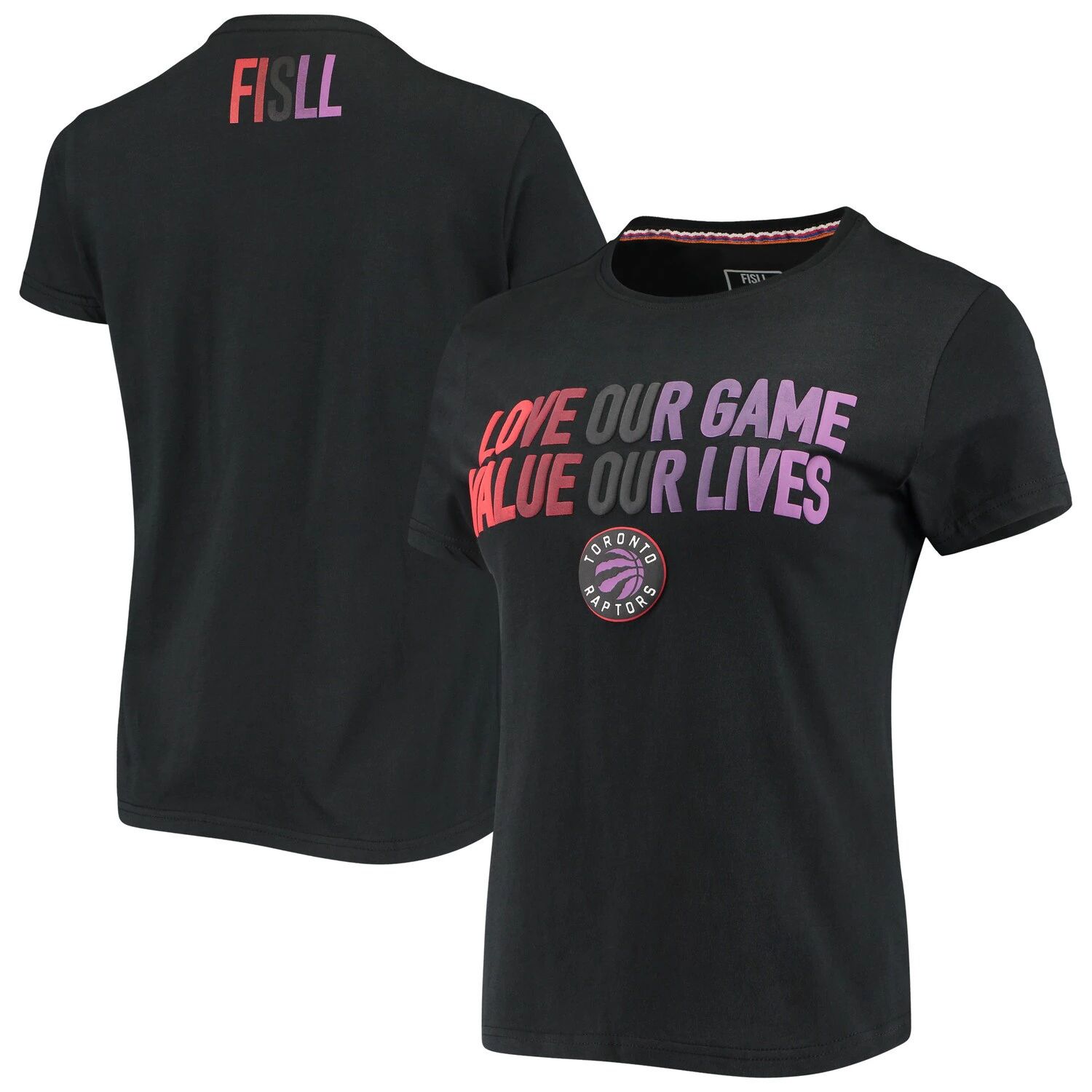 цена Женская черная футболка команды социальной справедливости FISLL Toronto Raptors