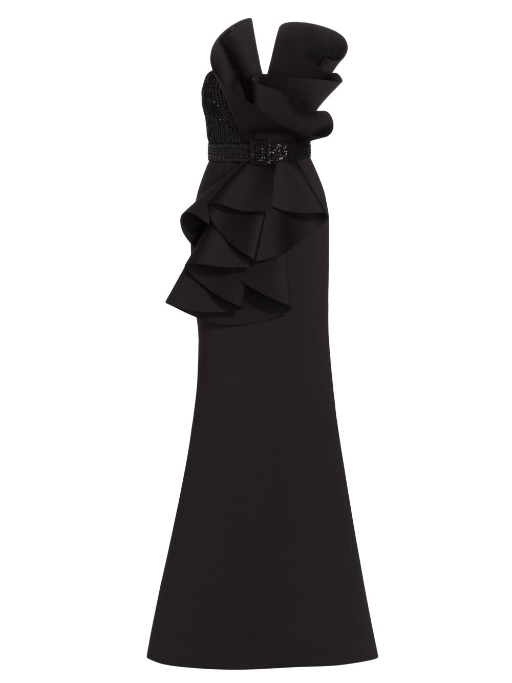 

Скульптурное платье без бретелек с петлями Badgley Mischka, черный