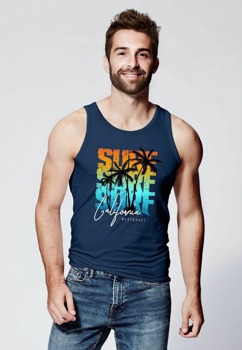 

Топ SOMMER SURF CALIFORNIA PALMEN MUSCLE Neverless, цвет navy / türkis