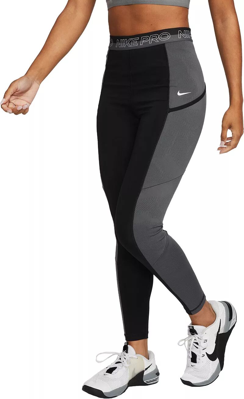 Женские тренировочные леггинсы Nike Pro с высокой талией 7/8, черный женские леггинсы с сетчатой вставкой pro 365 с высокой талией и шириной 7 8 nike черный