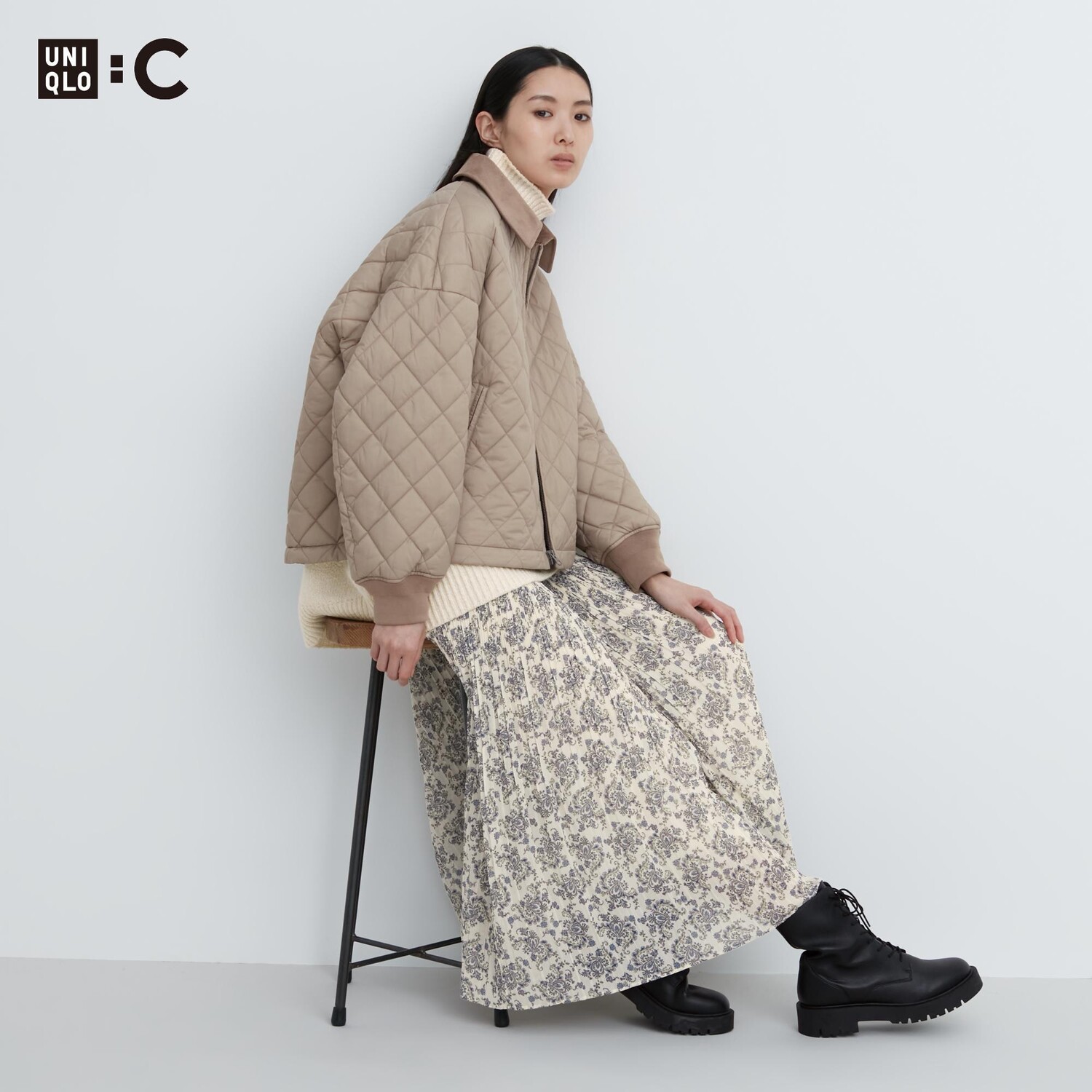 

Шифоновая плиссированная юбка Uniqlo, кремовый