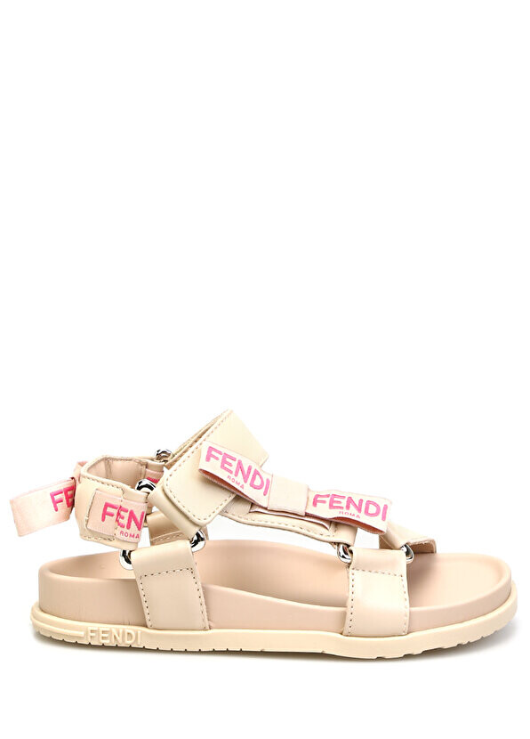 

Бежевые кожаные сандалии с логотипом для девочек Fendi