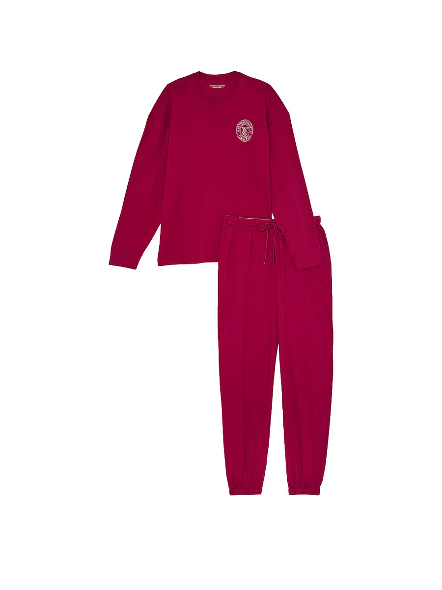 

Длинный пижамный комплект из 100% хлопка Victoria'S Secret, красный