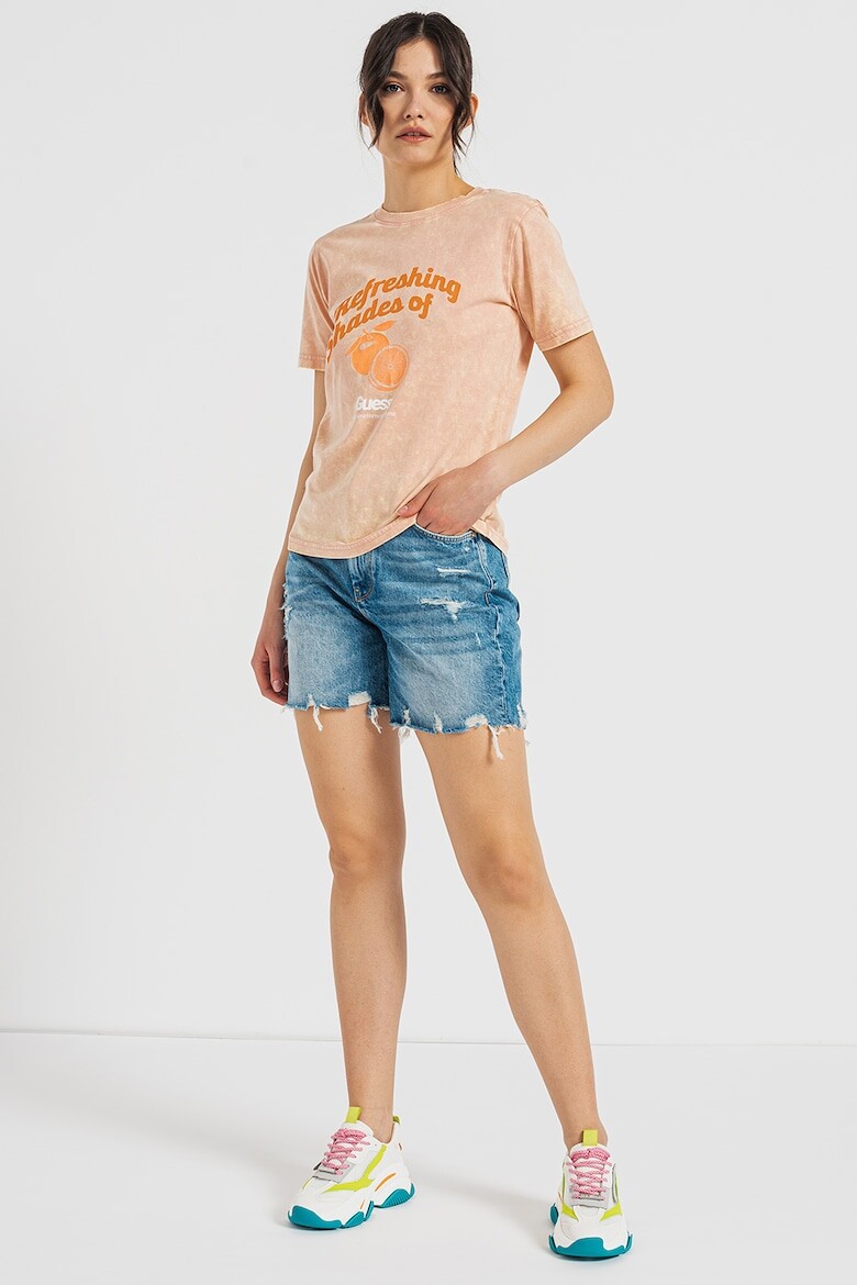 

Хлопковая футболка Guess, розовый