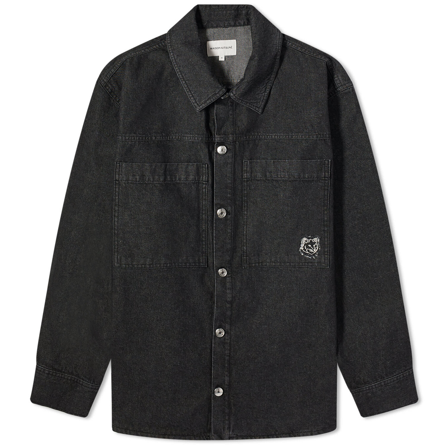 

Рубашка Maison Kitsune Fox Hed Patch Denim Overshirt, цвет Washed Black