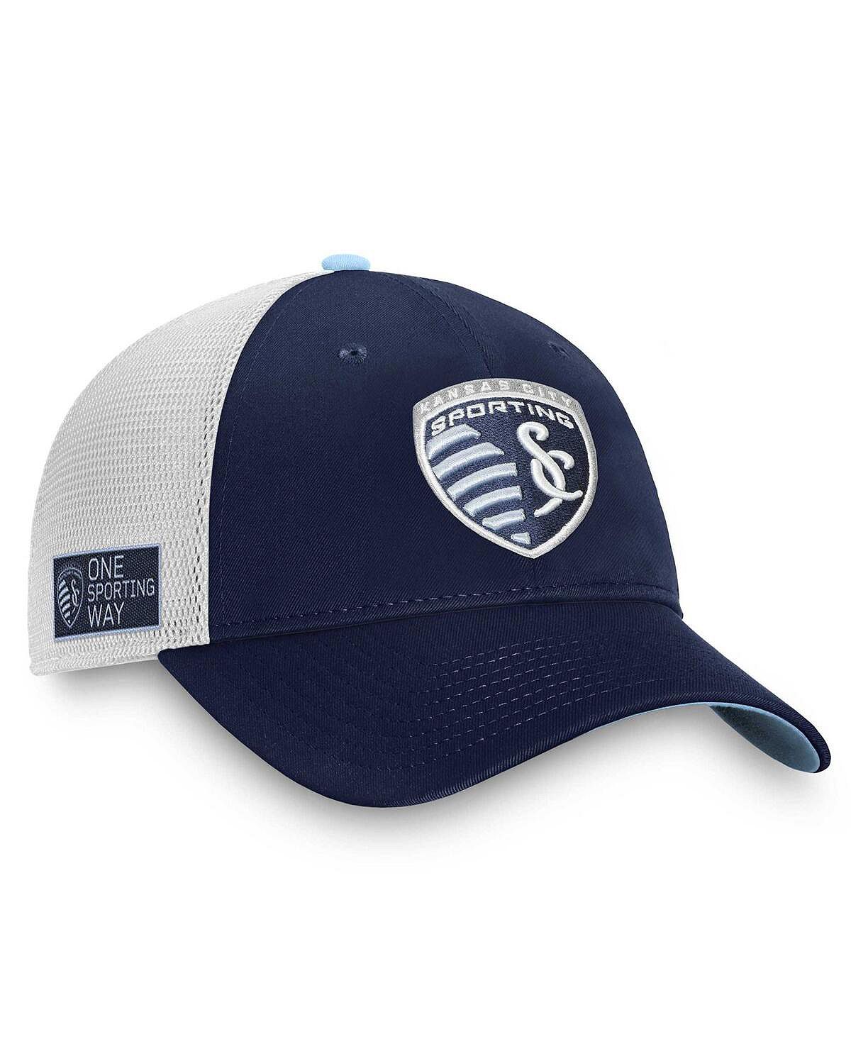 

Мужская темно-синяя, белая мужская кепка Sporting Kansas City Iconic Trucker Snapback Fanatics