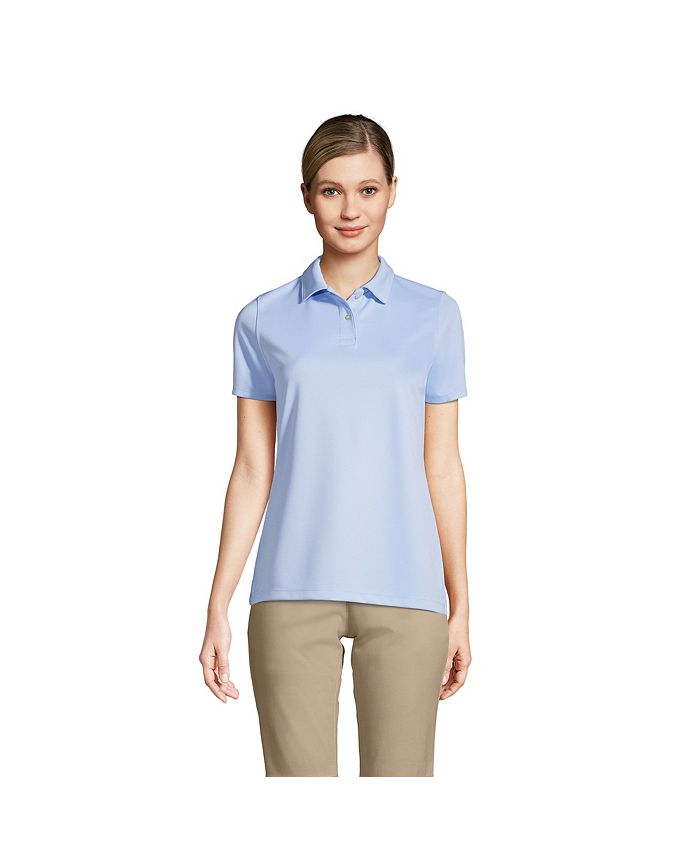Женская школьная форма, рубашка поло из полипике с короткими рукавами Lands' End, цвет Blue