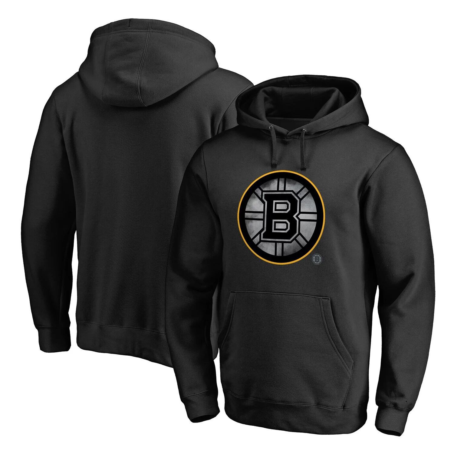

Мужской черный пуловер с капюшоном Fanatics Boston Bruins Core дымчатого цвета