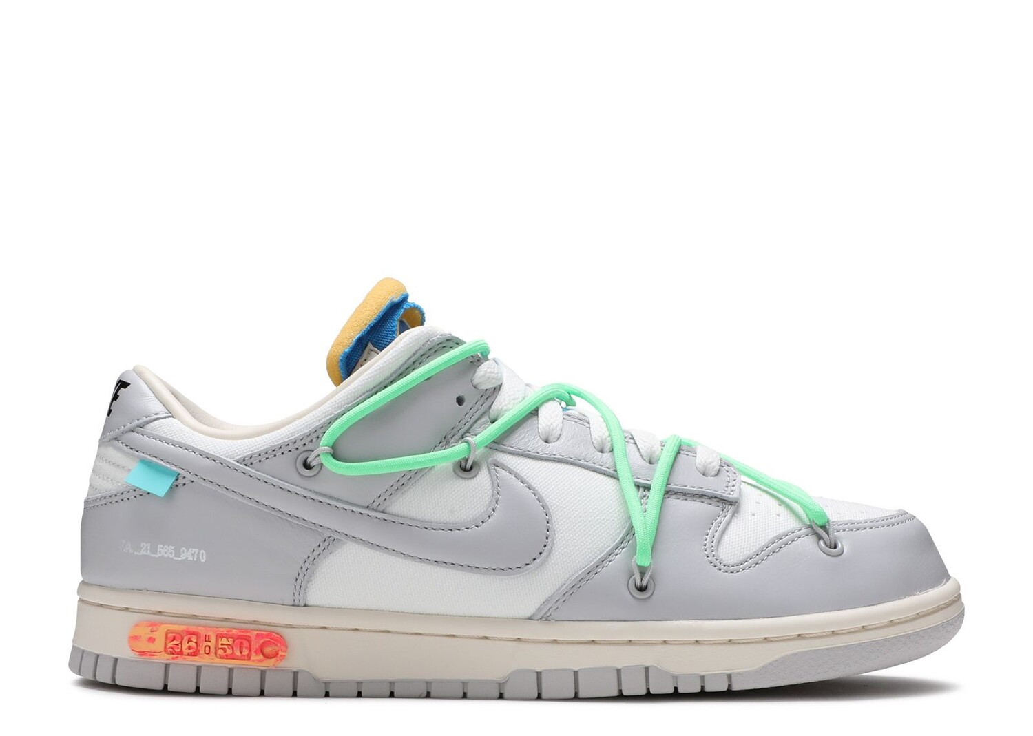 

Кроссовки Nike Off-White X Dunk Low 'Lot 26 Of 50', белый