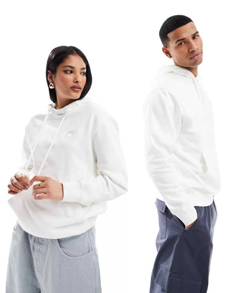 

Белоснежная худи унисекс Nike Club, Белый