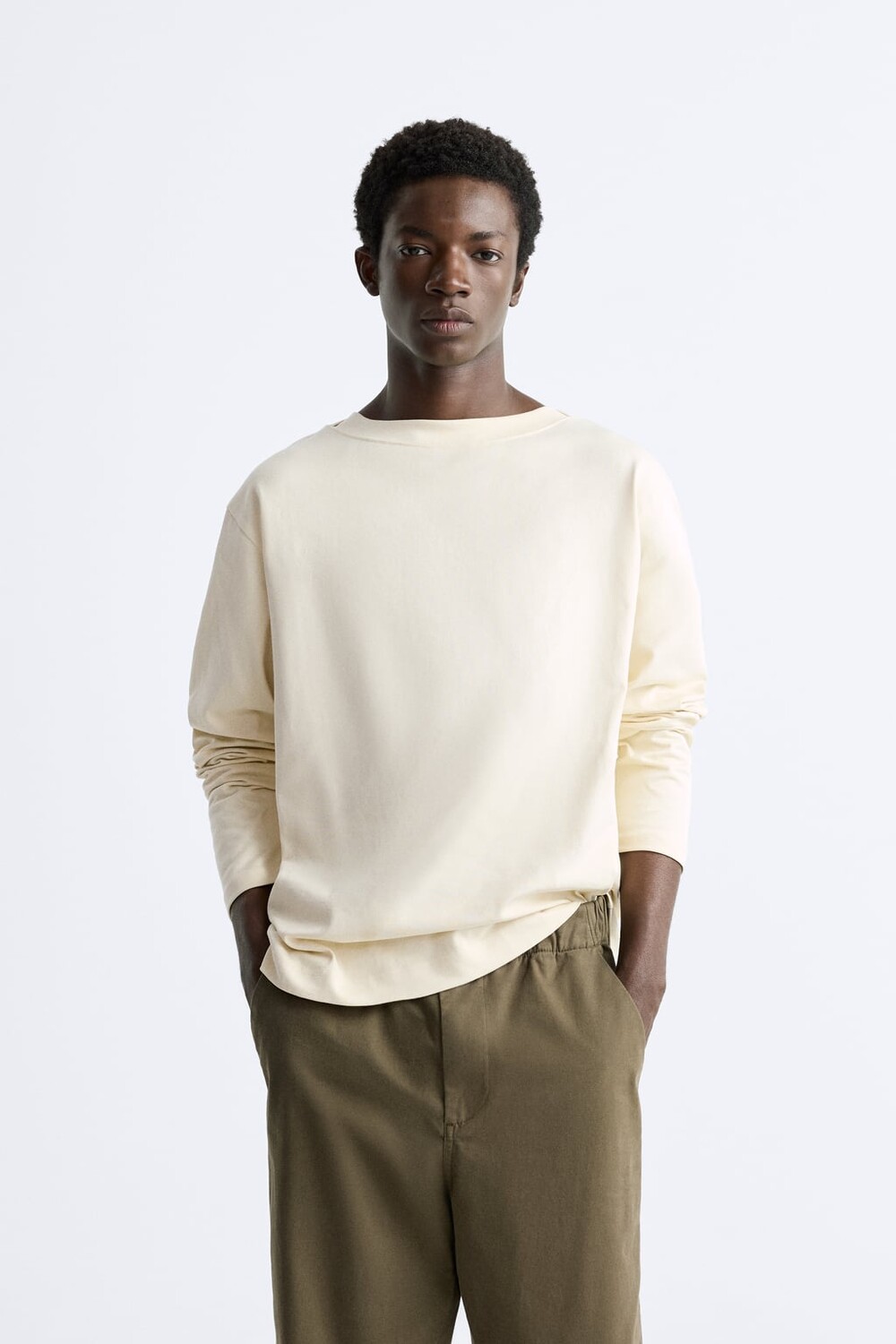 

Футболка с длинным рукавом ZARA, экру