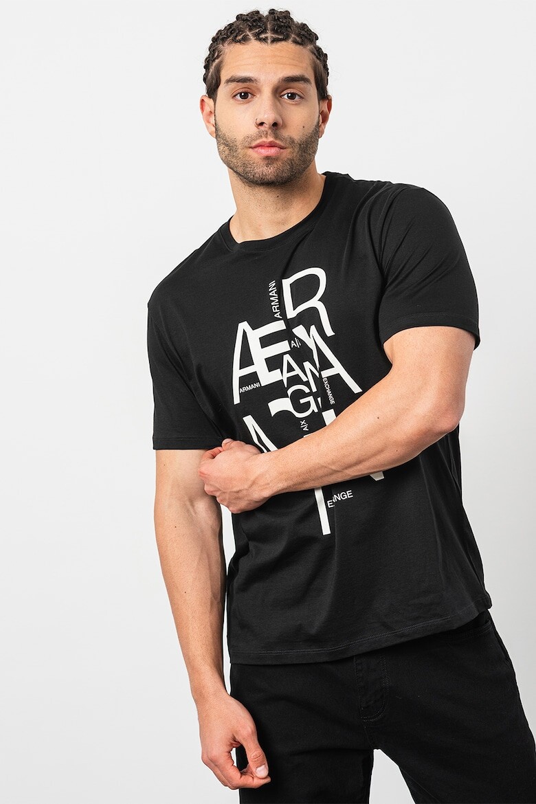 

Хлопковая футболка с логотипом Armani Exchange, черный