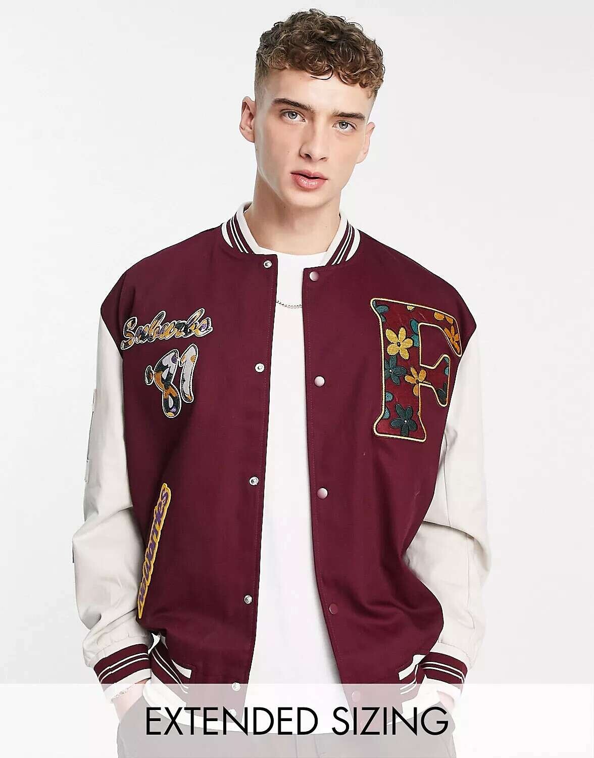 Красная оверсайз-куртка со значками ASOS