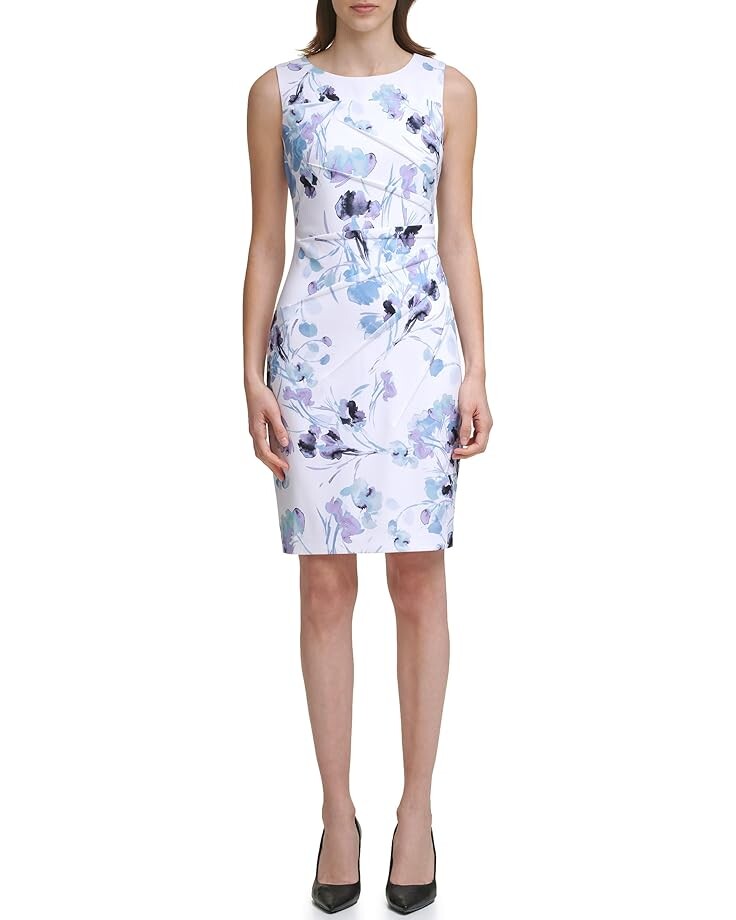 

Платье Calvin Klein Short Printed Sheath with Starburst Seaming, цвет Serene Multi