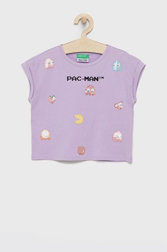 

Хлопковая футболка для детей United Colors of Benetton, фиолетовый