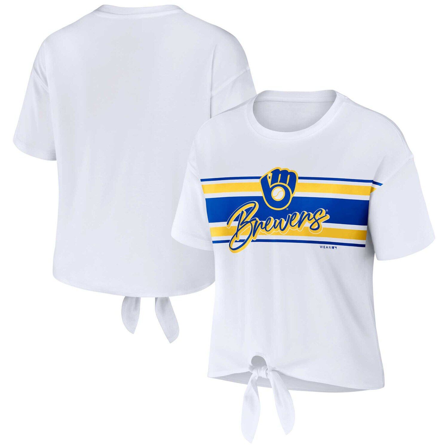 

Женская одежда WEAR by Erin Andrews Белая футболка Milwaukee Brewers с завязкой спереди, Белый