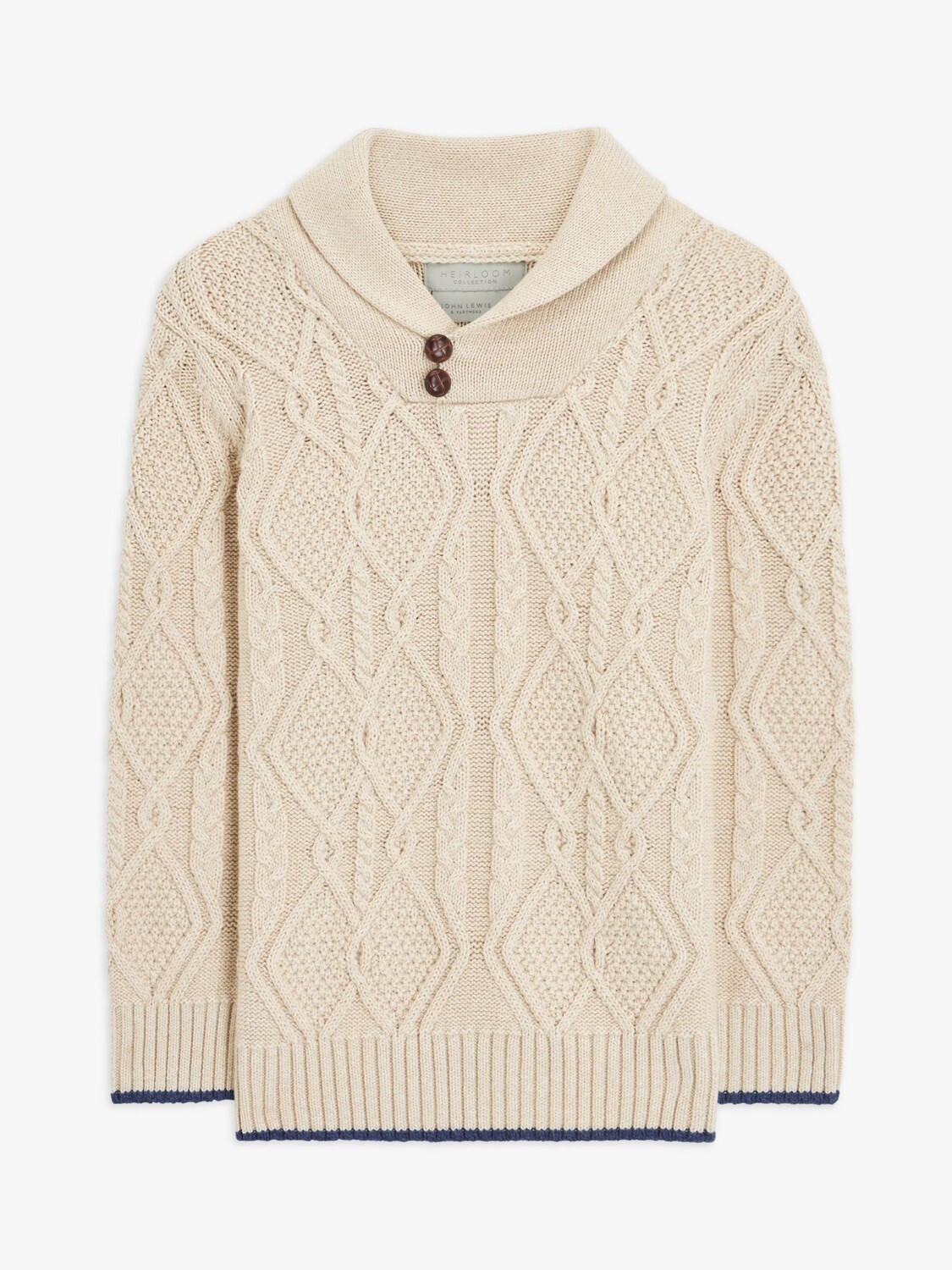 

Джемпер из смеси кашемира косой вязки Heirloom Collection с отложным воротником John Lewis Heirloom Collection, овсяная каша