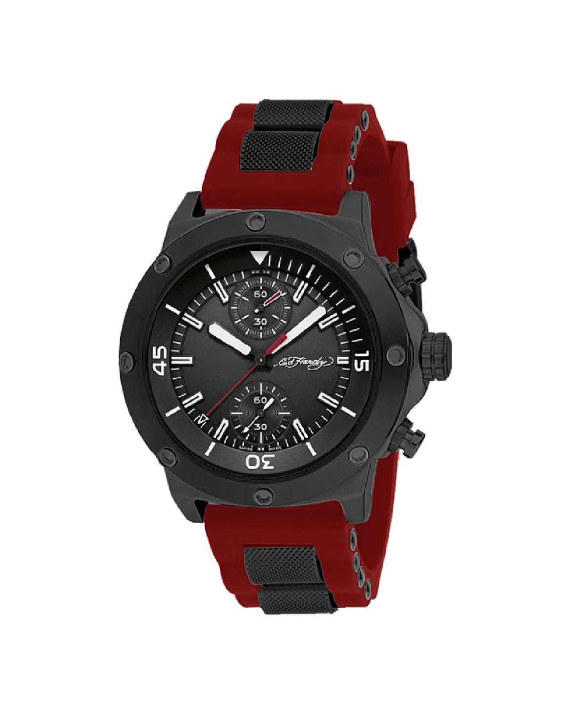 Мужские часы с красным силиконовым ремешком 52 мм Ed Hardy мужские черные текстурированные часы с хронографом ed hardy