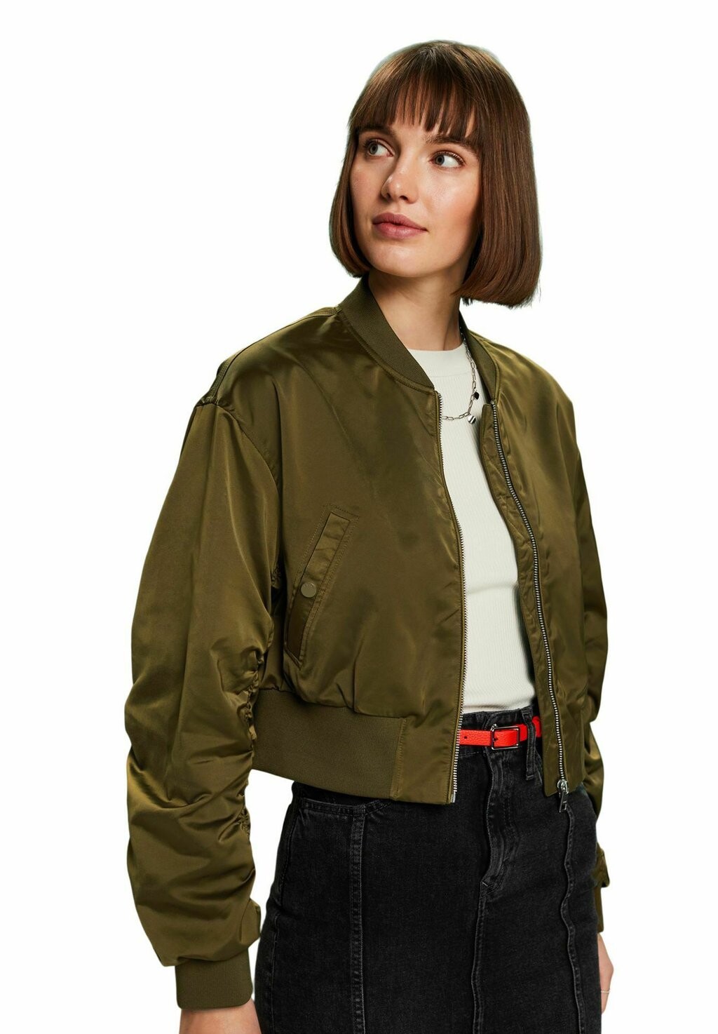 

Куртка-бомбер IN CROPPED-LÄNGE Esprit, цвет khaki green