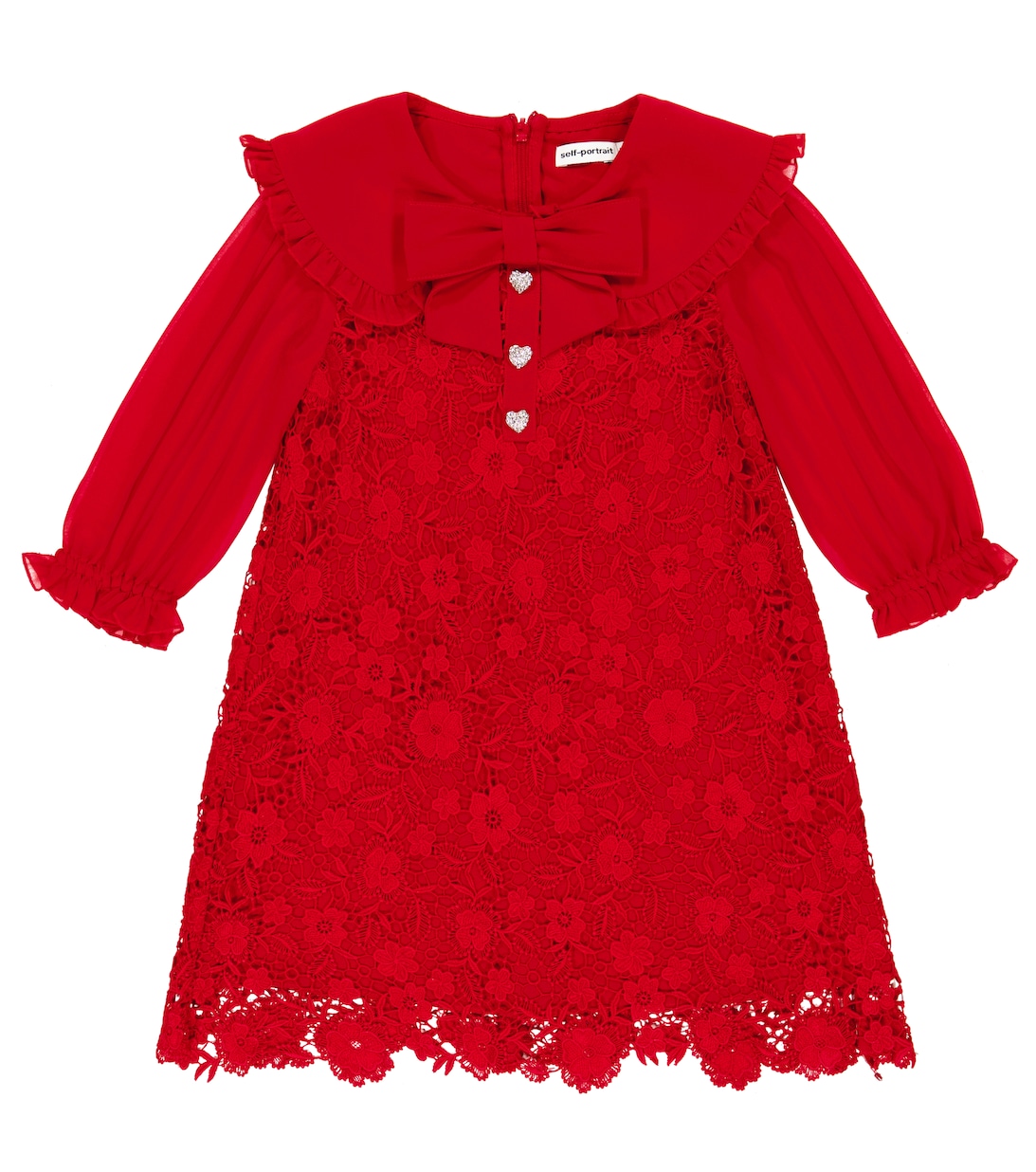 Украшенное кружевное платье из гипюра Self-Portrait, красный платье из гипюра