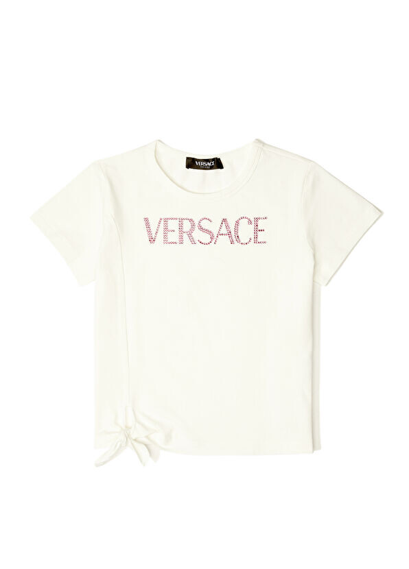 

Футболка для девочек с каменным логотипом Versace, белый