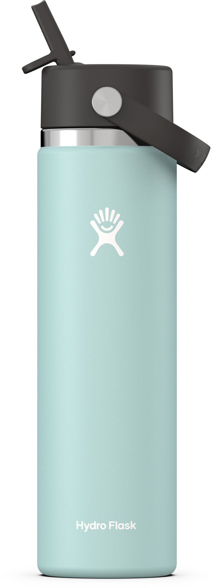 Вакуумная бутылка для воды с широким горлышком и гибкой соломенной крышкой — 24 эт. унция Hydro Flask, синий