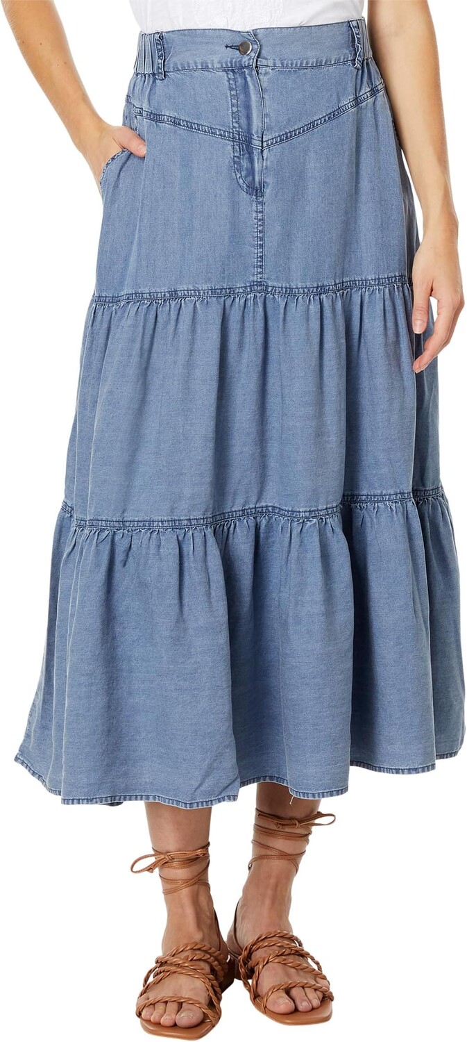 

Tencel - многоярусная юбка Elliott Lauren, цвет Chambray
