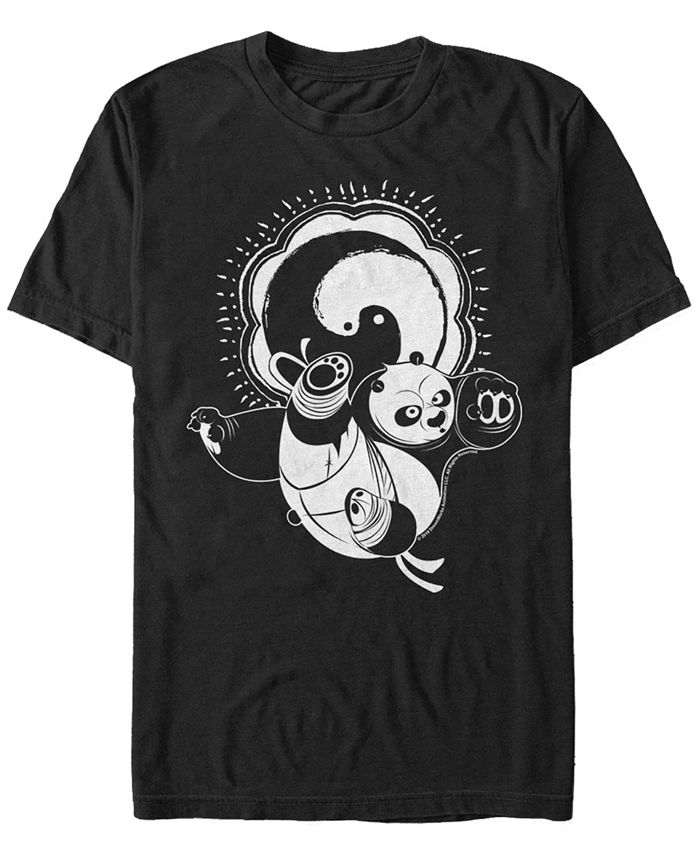 Мужская футболка с короткими рукавами Po Yin Yang Panda Kung Fu Panda Fifth Sun, черный