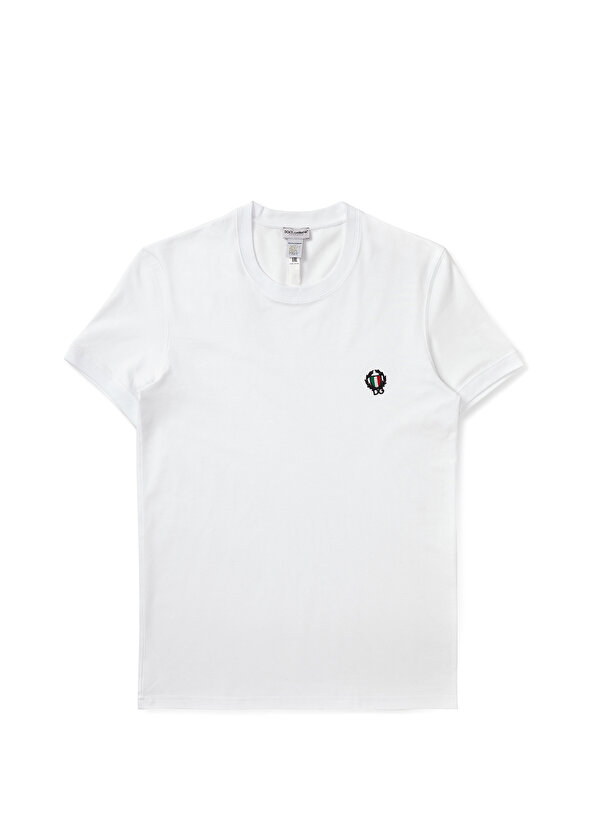 Белая футболка с вышитым логотипом Dolce&Gabbana