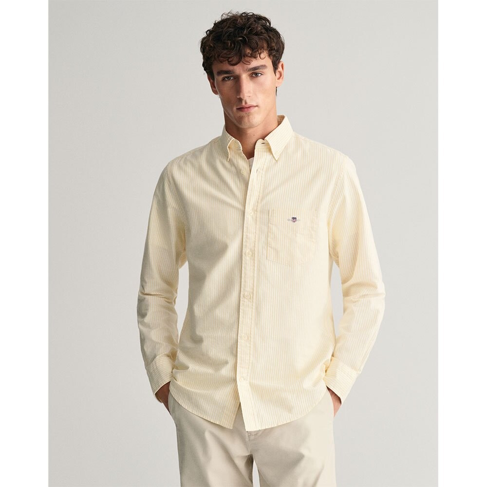 

Рубашка с длинным рукавом Gant Oxford Banker Regular Fit, бежевый