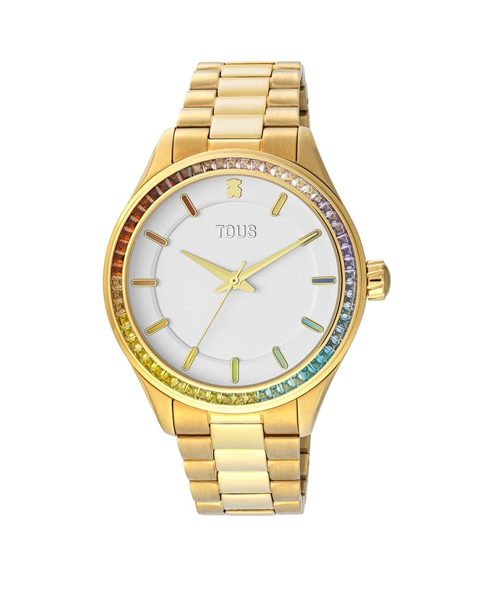Аналоговые женские часы T-Shine со стальным браслетом золотого IP Tous, золотой цифровые женские часы d logo со стальным браслетом синего ip tous синий