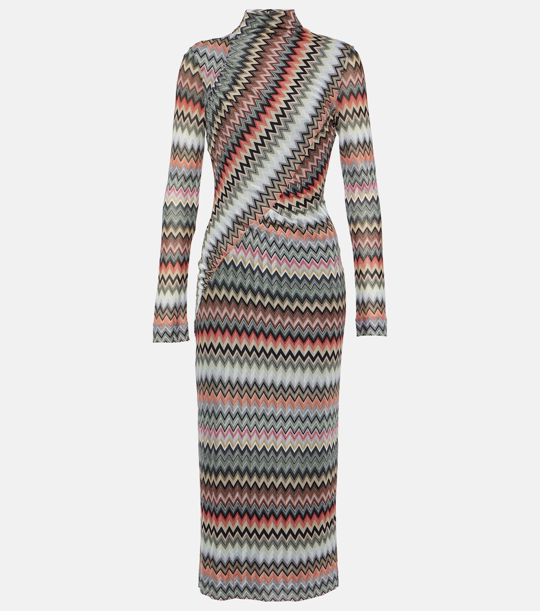 

Платье миди из смесового хлопка с зигзагом Missoni, мультиколор