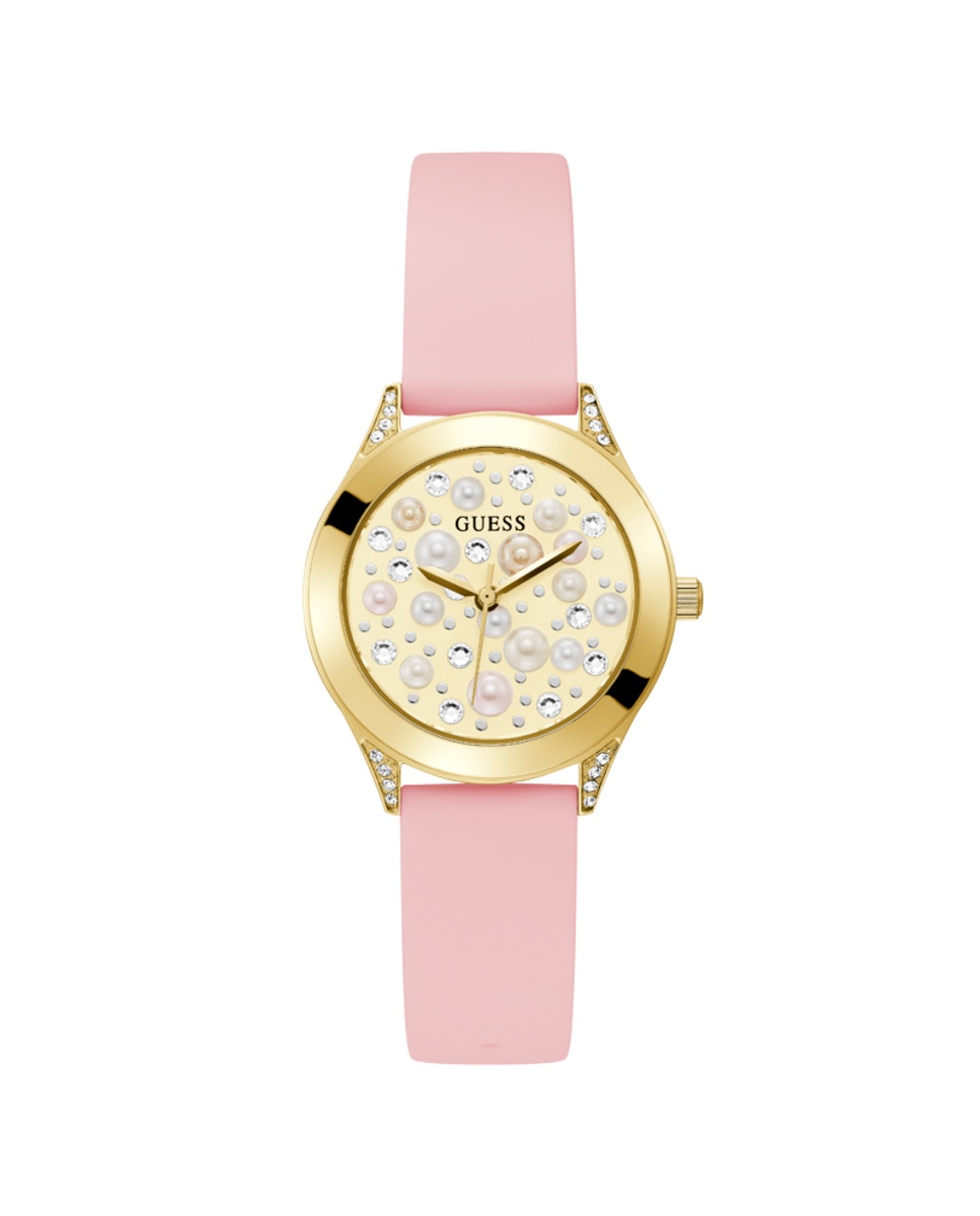 Женские часы Pearl GW0381L2 из силикона и розовым ремешком Guess, розовый