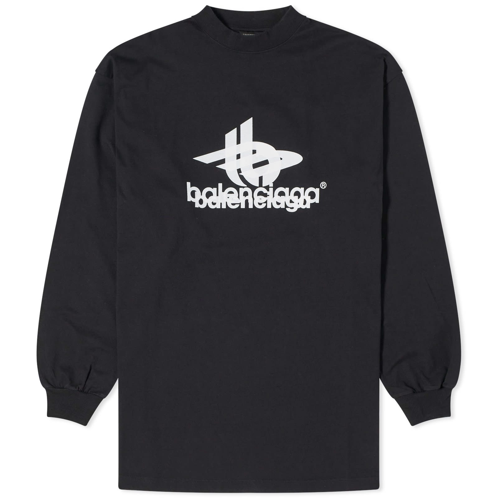 Футболка Balenciaga Long Sleeve Logo, цвет Black & White