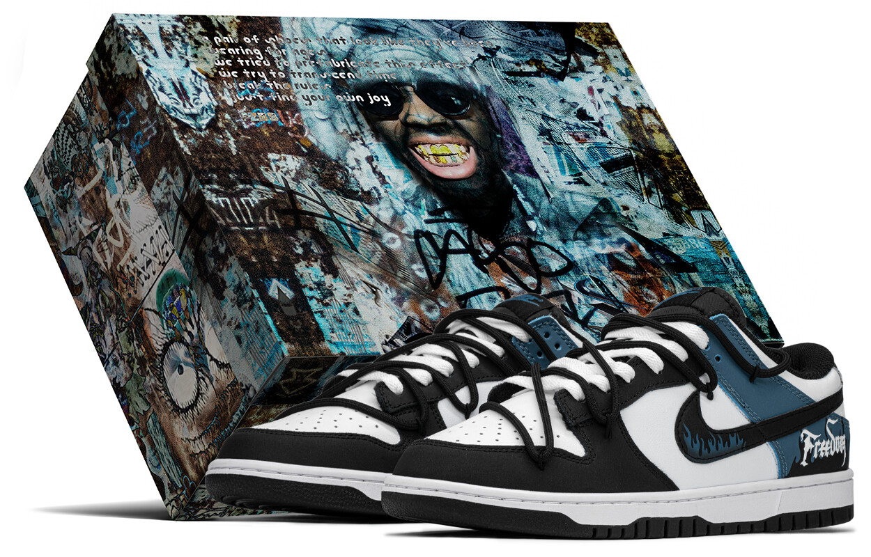 

Кроссовки Nike Dunk Skateboarding Shoes Unisex Low-top Black/Blue, черный/синий