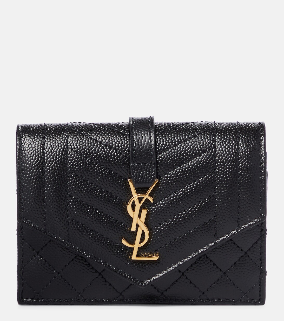 

Кожаный кошелек с монограммой Saint Laurent, черный