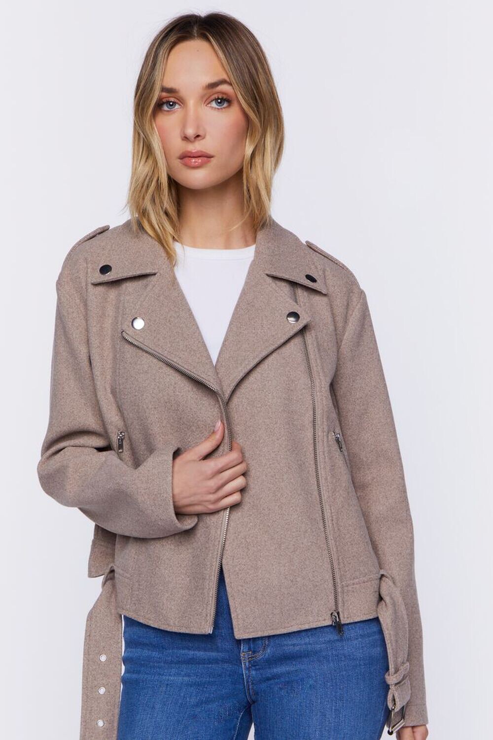

Мотокуртка с начесом Forever 21, серо-коричневый