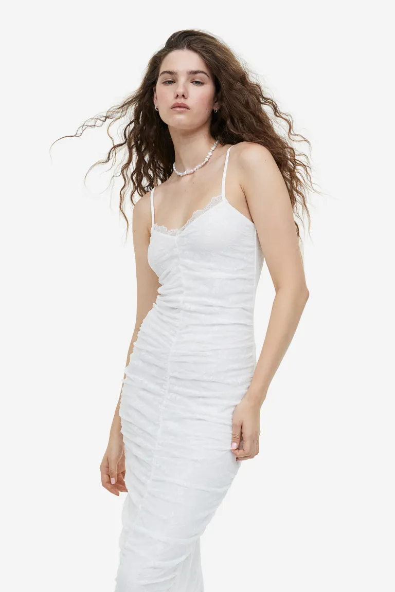 Платье из кружева с комплектами H&M, бежевый трикотажное платье с комплектами h
