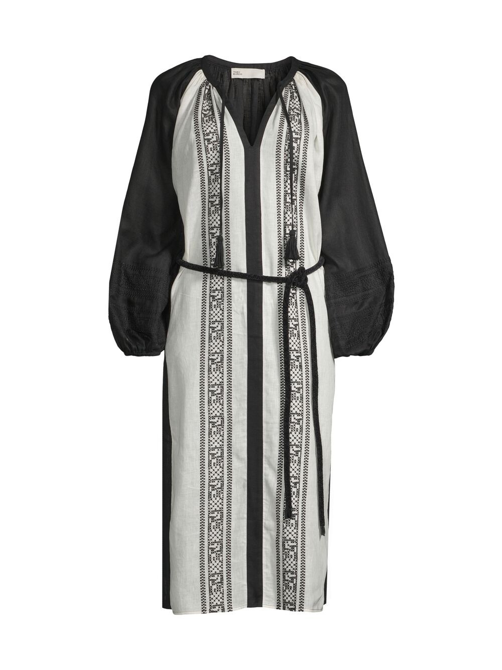 

Вышитый льняной кафтан Tory Burch, черный