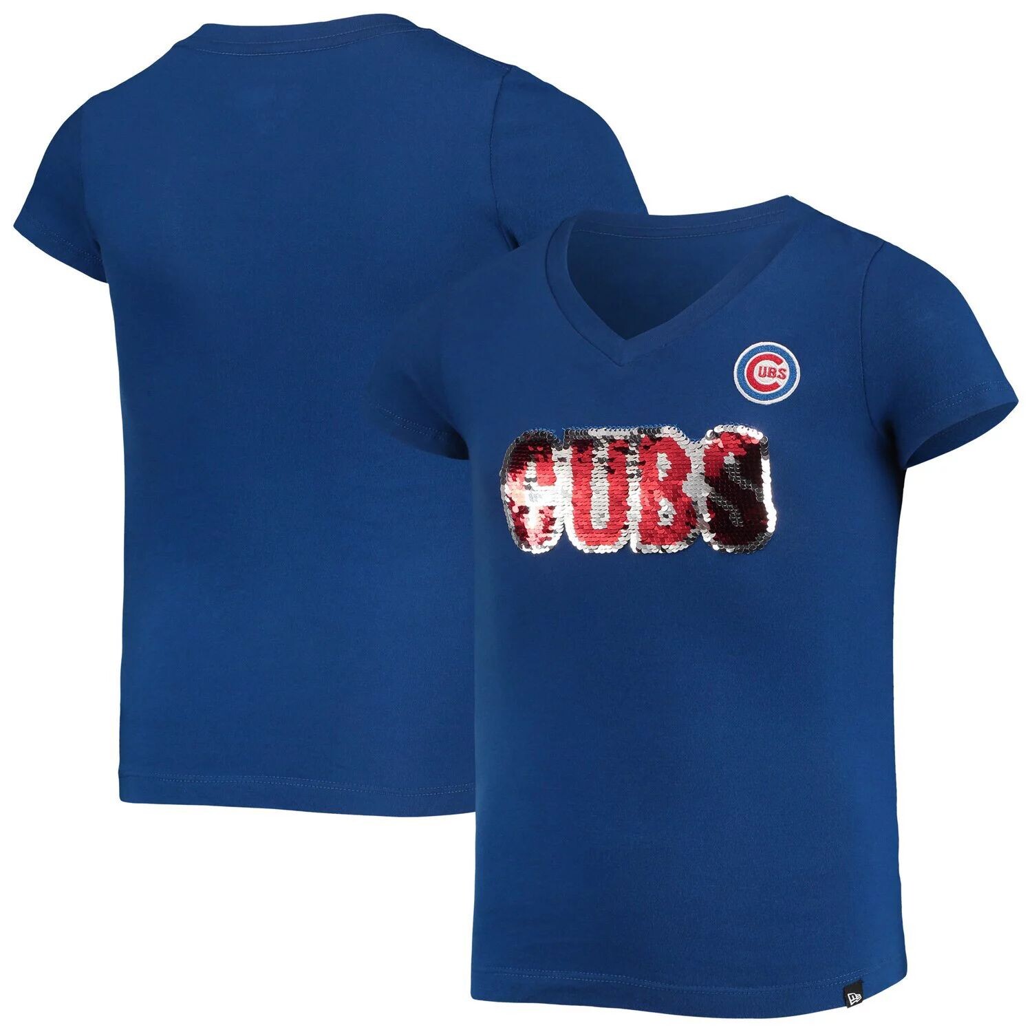 

Молодежная футболка New Era Royal Chicago Cubs с блестками для девочек New Era