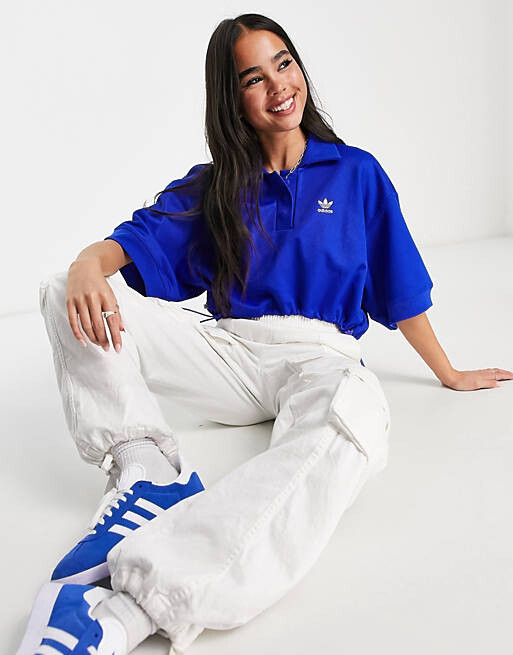 

Синяя укороченная футболка-поло adidas Originals 'Always Original', Синий