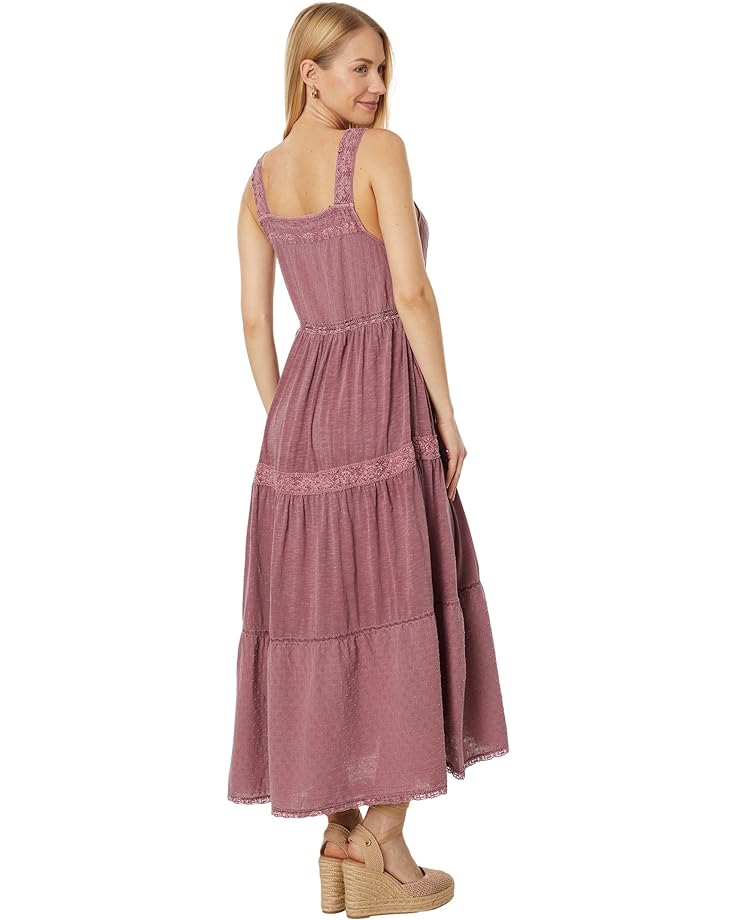 Платье Lucky Brand Lace Tiered Knit Maxi Dress, цвет Rose Brown