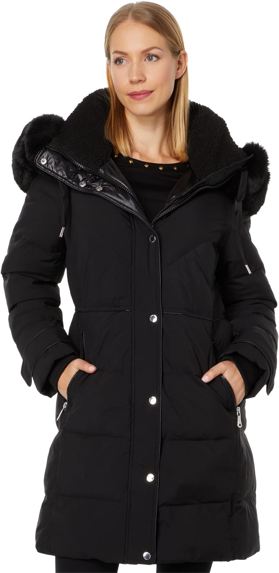 

Парка Parka w/ Faux Sherpa V22759 Vince Camuto, черный