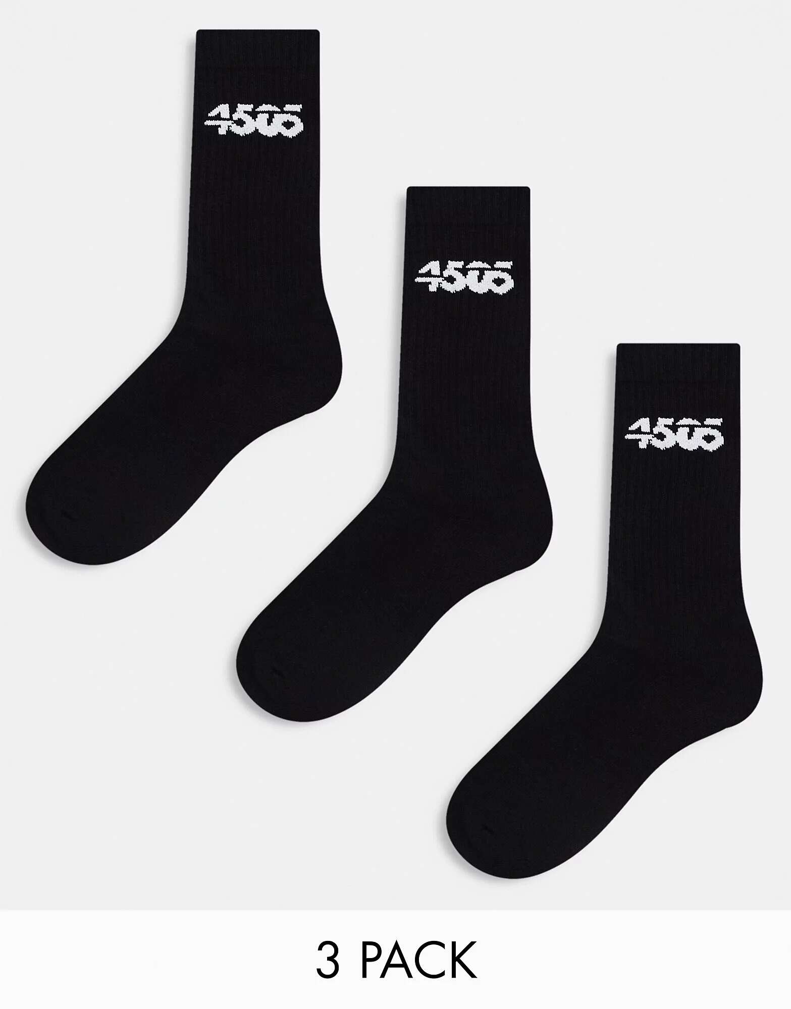 цена Три пары черных спортивных носков ASOS
